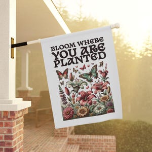 bloom where you are planted, garden flag summer, hello summer flag, cute garden flag, summer garden flag, summer house flag