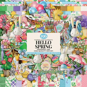 Kit de álbum de recortes digital de primavera, imprimibles de primavera/verano, efímeras vintage de primavera, páginas de diario de Pascua extravagantes, suministros de manualidades de temporada