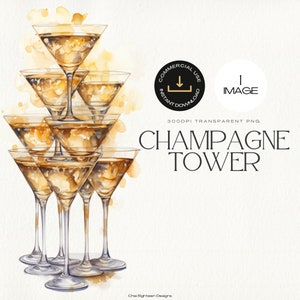 Tour à champagne Clipart Png, flûtes à champagne de mariage, graphiques d'invitation à une célébration, dessins de présentation de boissons, fête de Saint-Sylvestre