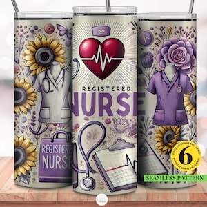 Registered Nurse 20 oz skinny tumbler png, Sublimation Design Download, Nurse Tumbler Wrap png, Medical Occupation 20 oz tumbler design