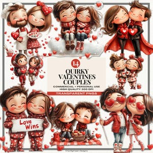 Pacote de PNGs de casais de namorados peculiares, pngs de casais fofos apaixonados, ilustrações de clipart de amor do dia dos namorados, gráficos de relacionamento romântico