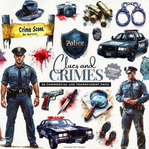 Crime Scene Clipart Bundle, True Crime Junkie Designs, Detective Illustrations, Sublimation Designs, Crime Scene Clue Investigations PNG