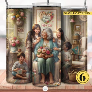 El mejor envoltorio para vaso de abuela, diseño de sublimación de vaso delgado de 20 oz para abuela, regalo de vaso para el día de la madre, corazón de abuela lleno de amor PNG