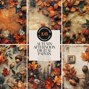 Kit de journal indésirable de l'après-midi d'automne, éphémères d'automne imprimables, esthétique d'automne, motifs floraux vintage, parfait pour les créations d'automne, automne confortable