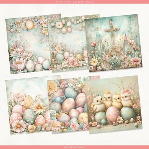 Watercolor Easter Digital Paper Pack, Pastel Egg, Chick and Bunny ...