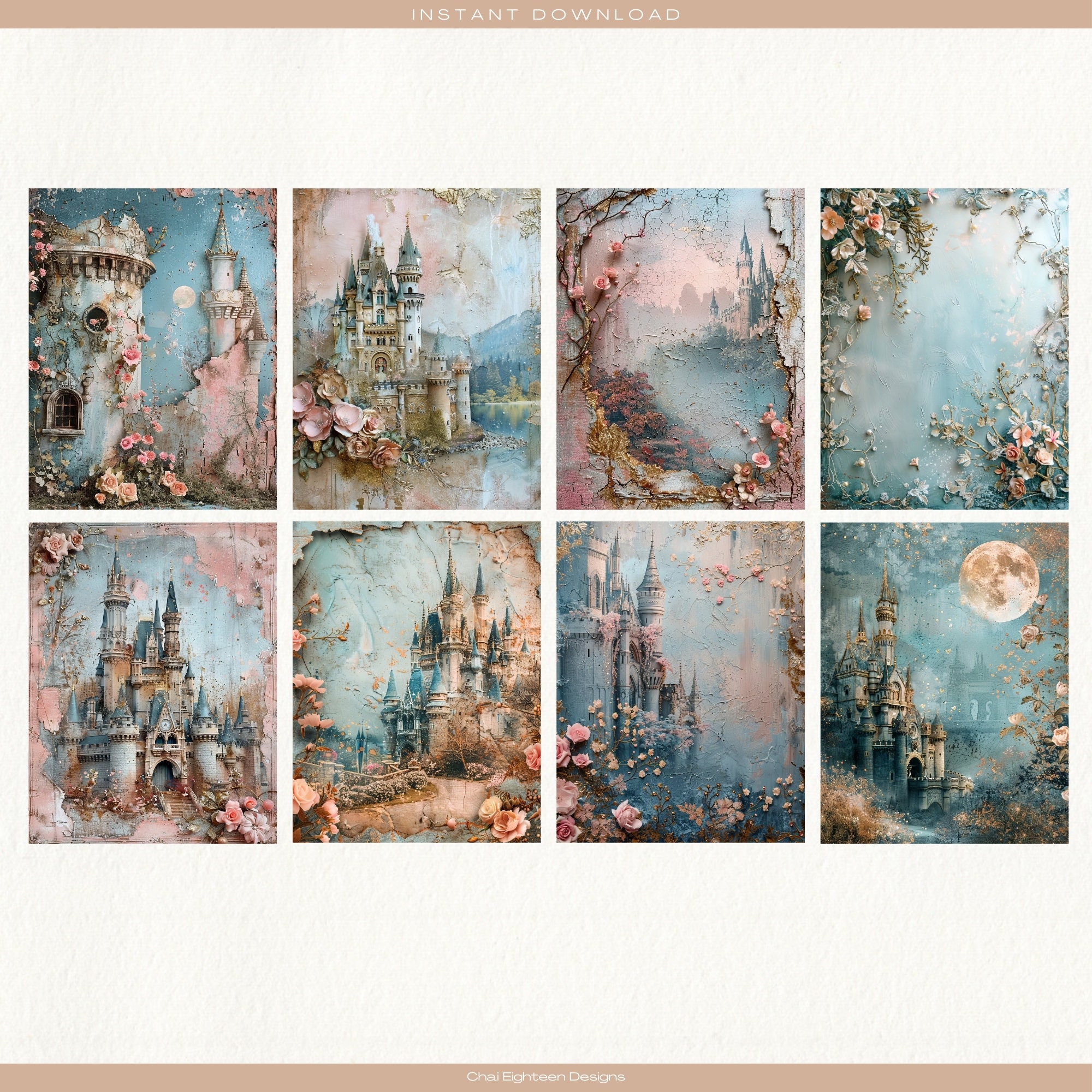 Elven Forest Junk Journal Pages Fairy Castle Art Printable Papers ...