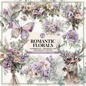 Imágenes prediseñadas de flores de boda románticas, arreglos florales para invitaciones de boda, arreglos florales para despedidas de soltera, imágenes románticas de mariposas, decoración nupcial
