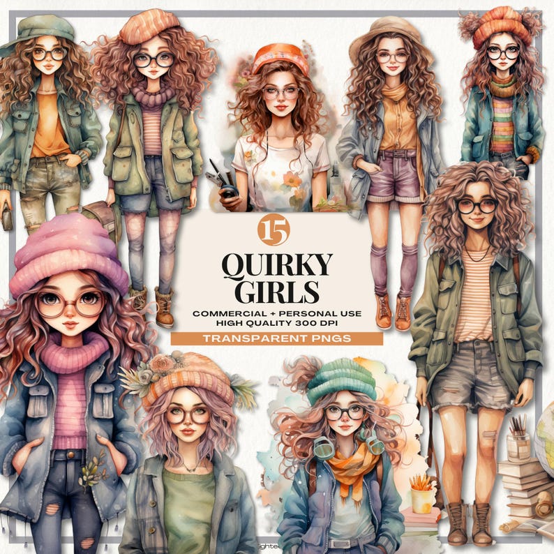 Quirky Girl Clip Art Whimsy Girl Clipart Junk Journal Girl Fashion Girl ...