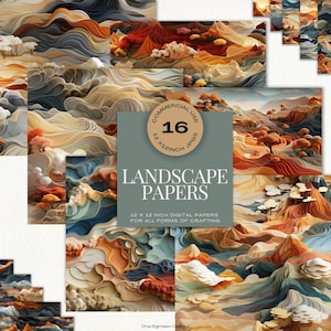Digitaal papier voor mannen, liggend digitaal plakboekpapier, mannelijk digitaal papier, serene natuurachtergronden, moderne landschapsdigitale kunst