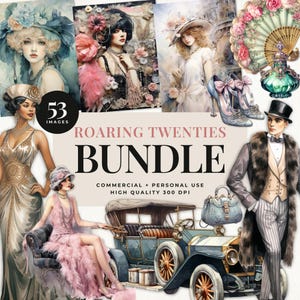 Imágenes prediseñadas de los años 20, El gran Gatsby, Imágenes prediseñadas de los locos años veinte, Imágenes prediseñadas de Flapper, Imágenes prediseñadas de los años 20, Estilo rococó, Uso comercial, DESCARGA INSTANTÁNEA