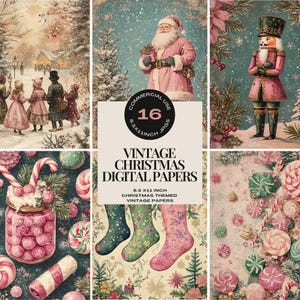 Vintage Christmas Junk Journal, Printable Journal Pages, Winter Craft Supplies, Holiday Scrapbook Papers, Vintage Christmas Digital Papers