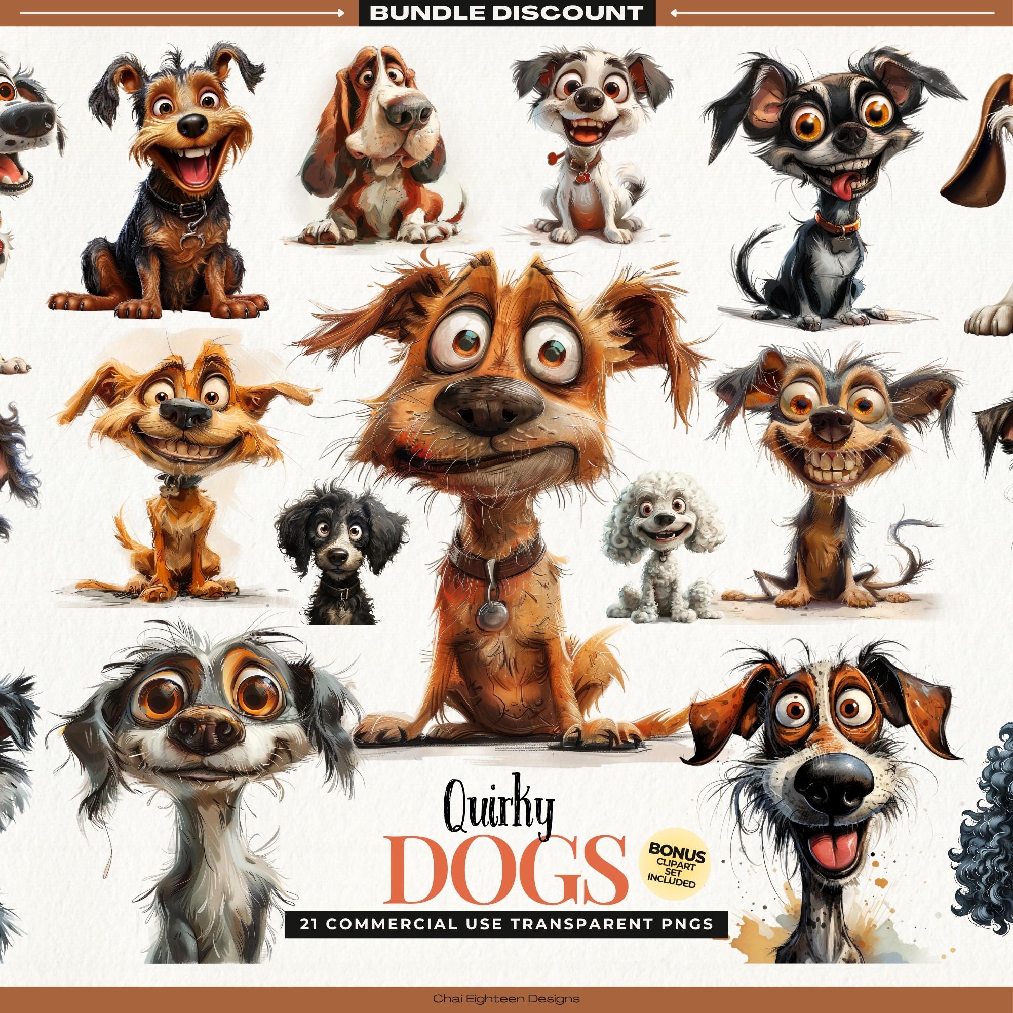 Quirky Cat and Dog Clipart Bundle, Whimsical Cats and Dogs Clip Art ...