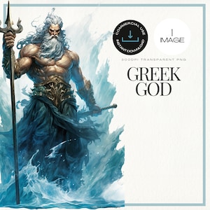 Clipart dieux et déesses grecs, dieu grec Poséidon avec une image du trident, graphiques de la Grèce antique, clipart mythologie, dieux de la Grèce antique