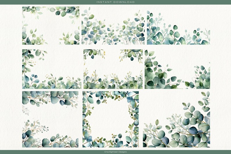 Watercolor Eucalyptus Leaves Clipart, Wedding Florals, Digital Download ...