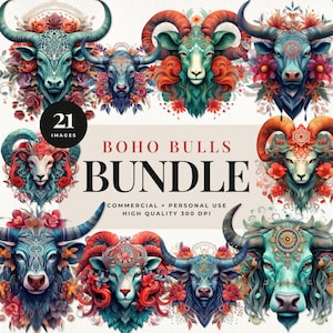 Collection de cliparts animaux bohème, illustrations du signe du zodiaque, graphismes signe du zodiaque, créations d'invitations bohèmes, décorations de fête bohèmes, fleurs bohèmes