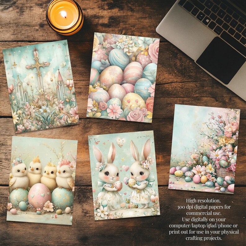 Watercolor Easter Digital Paper Pack, Pastel Egg, Chick and Bunny ...
