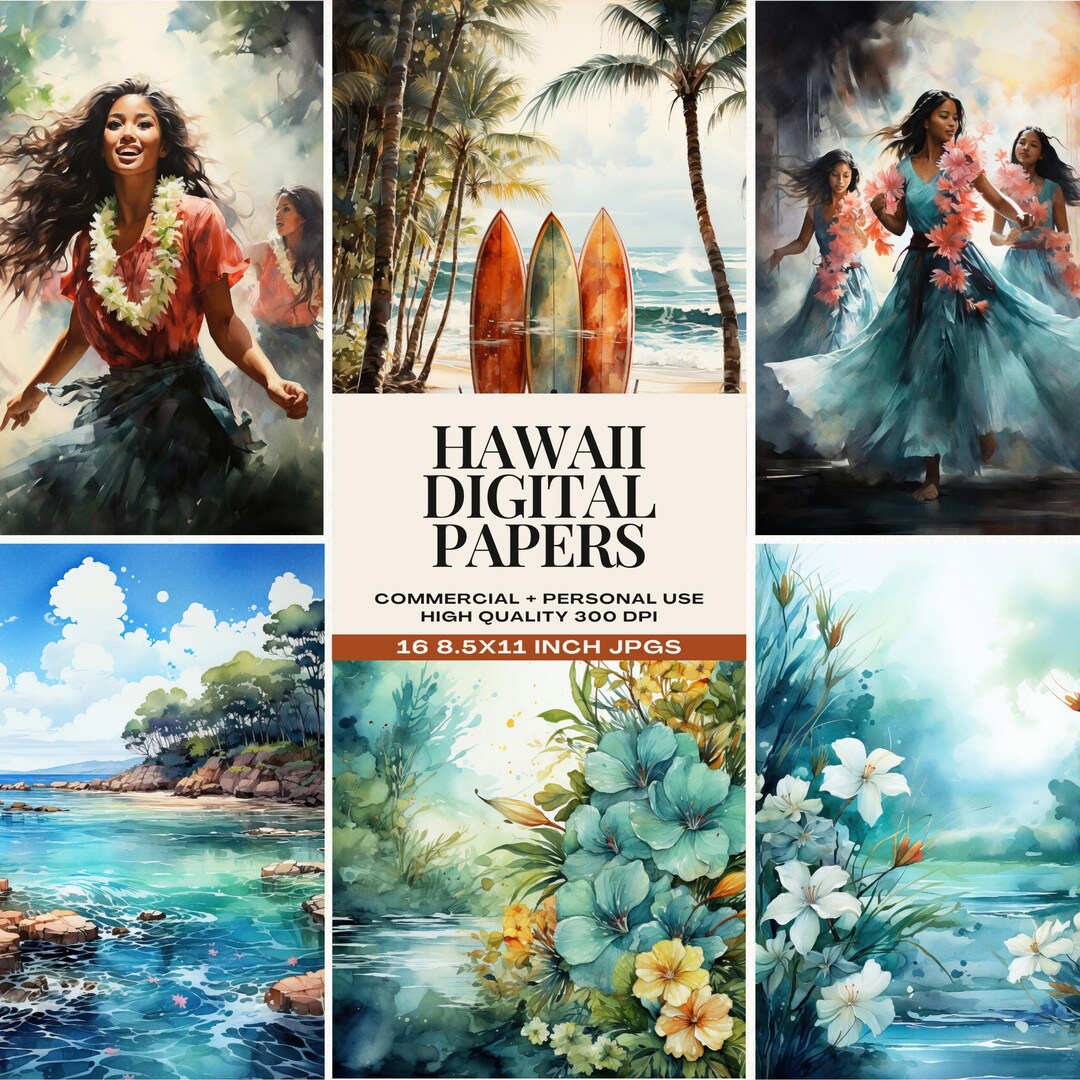 Junk Journal Kit Hawaii, Hawaiian Dancers Images, Beach Scrapbooking ...