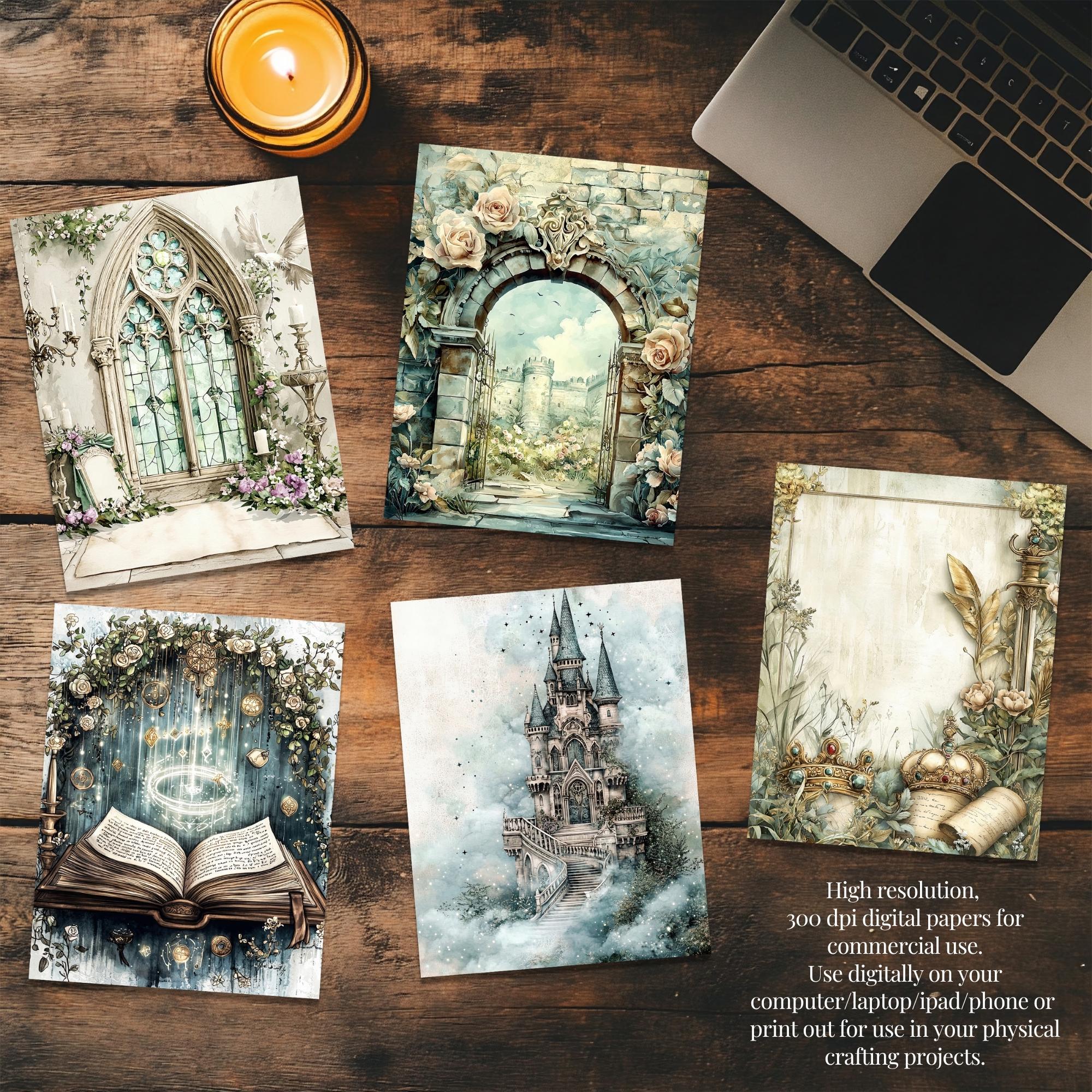 Enchanted Castle Digital Papers, 16 Fairy Tale Backgrounds, Digital ...