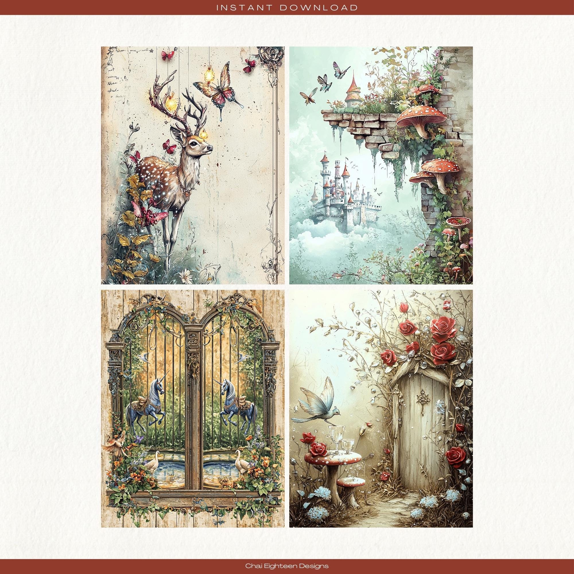 Fairy Tale Digital Paper JPG, Fantasy Castle Backgrounds, Magical ...