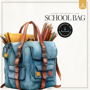 Clipart de volta às aulas, ilustração de mochila escolar, primeiro dia de aula, último dia de semestre, clipart educacional, decoração de sala de aula, imagem de ensino