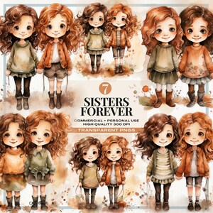 Clipart Sisters Forever, Images Best Friend, graphiques Soul Sisters, Art de l'amitié, pngs de soeurs bien-aimées, usage commercial, téléchargement immédiat