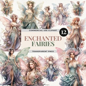 Clipart de fée de la forêt enchantée, illustrations de fées mystère magique, images de fées, clipart forêt de fées, journal d'art indésirable avec graphiques fantastiques