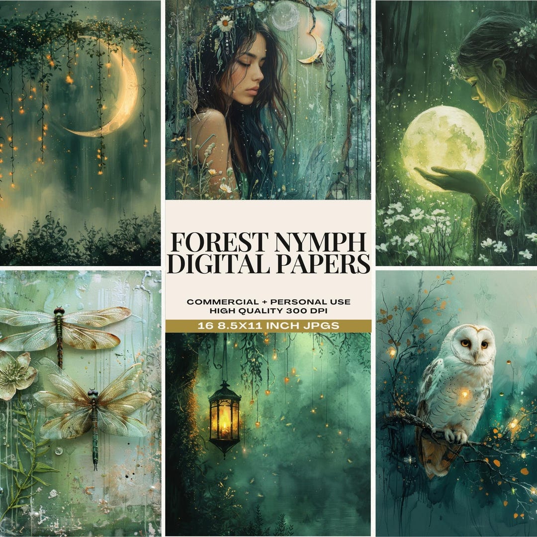 Forest Nymph Junk Journal, Fantasy Woodland Backgrounds, Mystical ...