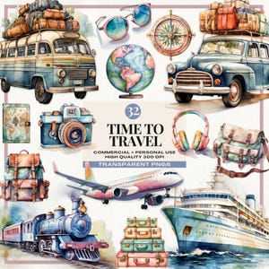 Aquarell Reise Clipart, Urlaub Globus Clip Art, Sommer Urlaub, Tourismus Abenteuer, Globus-Urlaub auf Reisen, Urlaub Urlaub Grafiken