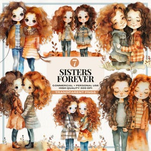 Images clipart Sisters Forever, Images Soul Sisters, graphiques Best Friends, Art de l'amitié, pngs de soeurs bien-aimées, art de jeunes filles et liens familiaux