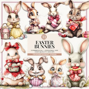 Osterhase Clipart PNG Sammlung, Frühling Kaninchen Grafiken, Kinder Oster Dekor und Einladung, Cartoon Häschen Illustrationen, saisonale Designs
