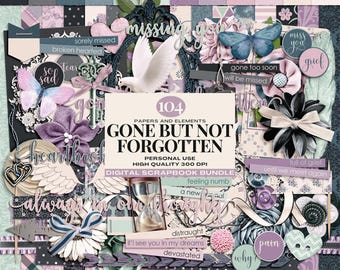 Grief & Loss Scrapbooking Collection, Gone But Not Forgotten Digital Scrapbooking Kit, In Memory Of Journal Book, Remembrance Scrapbook Kit