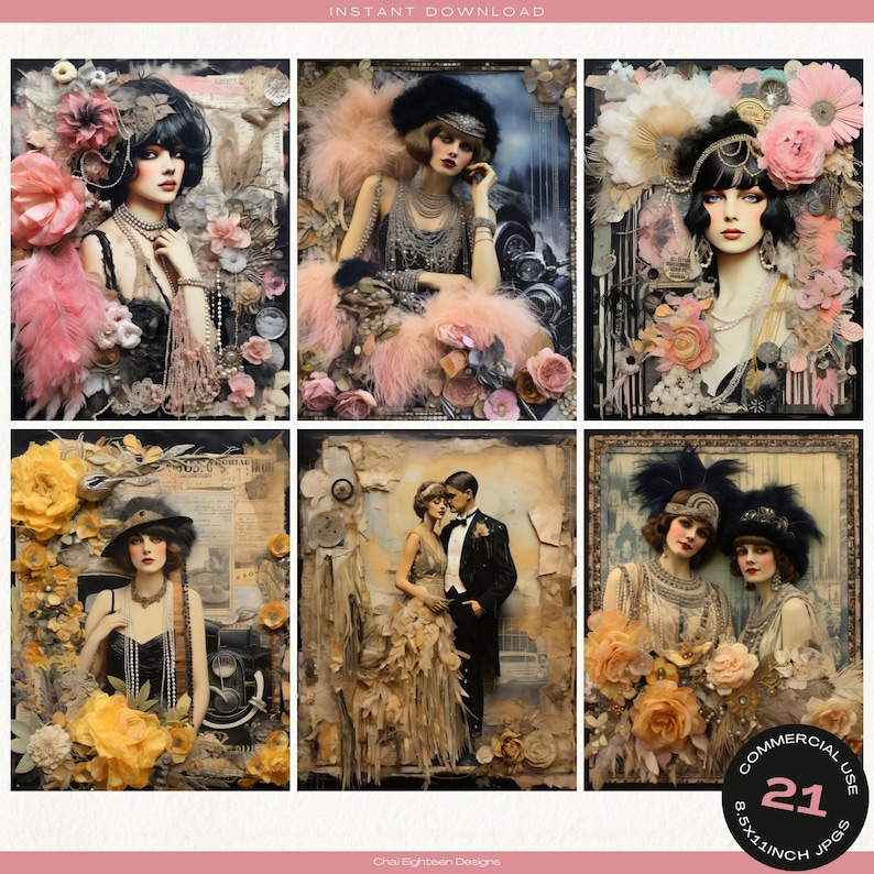 Roaring Twenties Junk Journal Pages, 1920's Junk Journal Papers ...