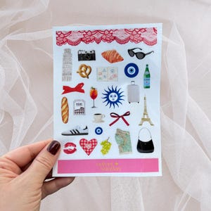 Euro Summer Sticker Sheet | Scrapbooking & Junk Journaling Supplies | Cool Girl Aesthetic Stickers