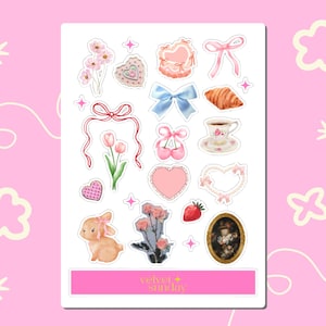Cottage Core Sticker Sheet | Scrapbooking & Junk Journaling Supplies | Cool Girl Aesthetic Stickers