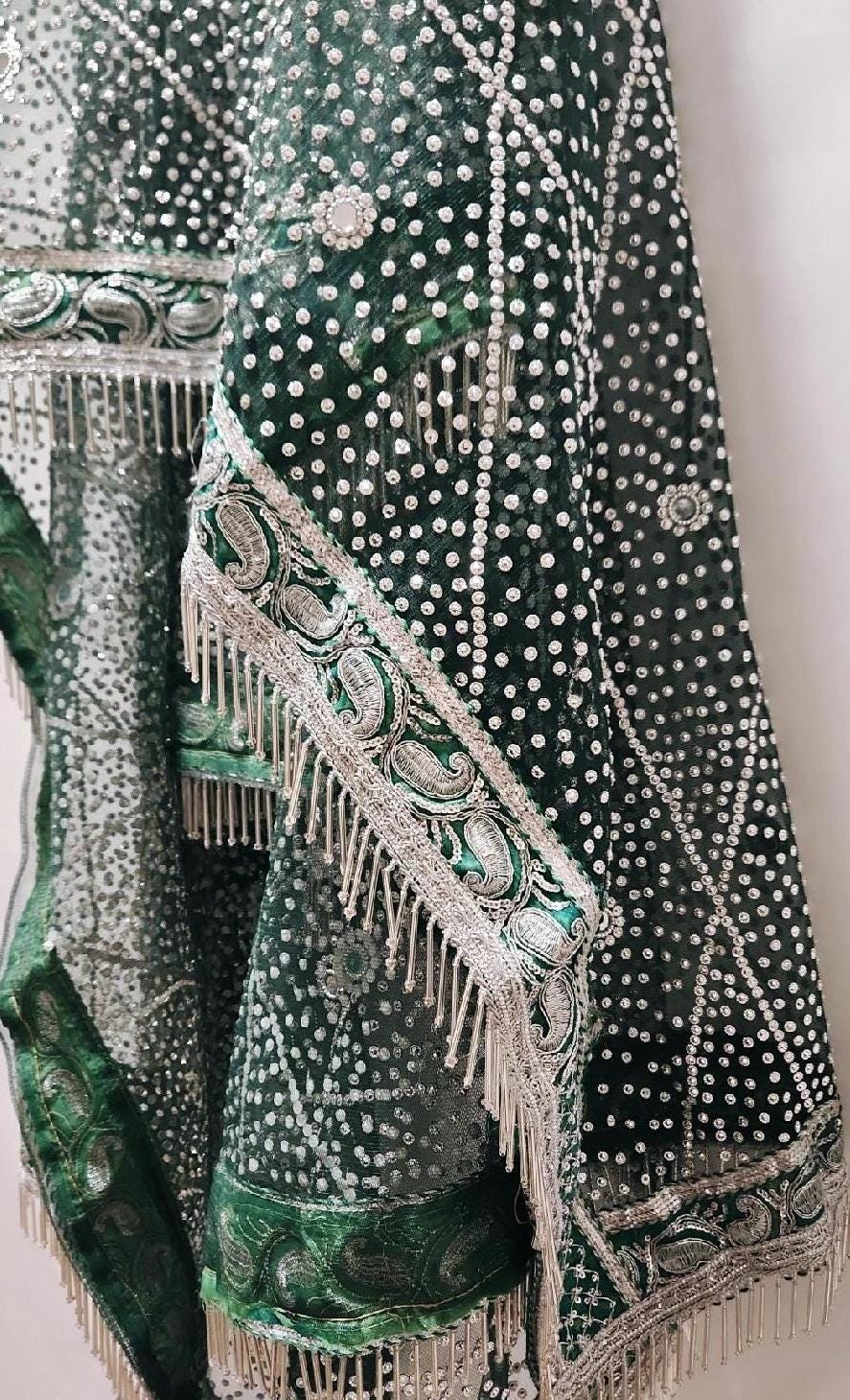 Net Fancy Cap Shawl Design Buy Green Net Shawl Online In India India