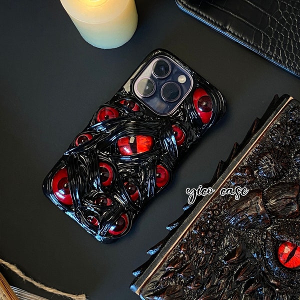 Custom Gothic 3D Eyes Phone Case, Spooky Phone Case, Made For iPhone 7/8 14 13 12 11 pro Or Samsung Galaxy s22 ultra and more, idea gift