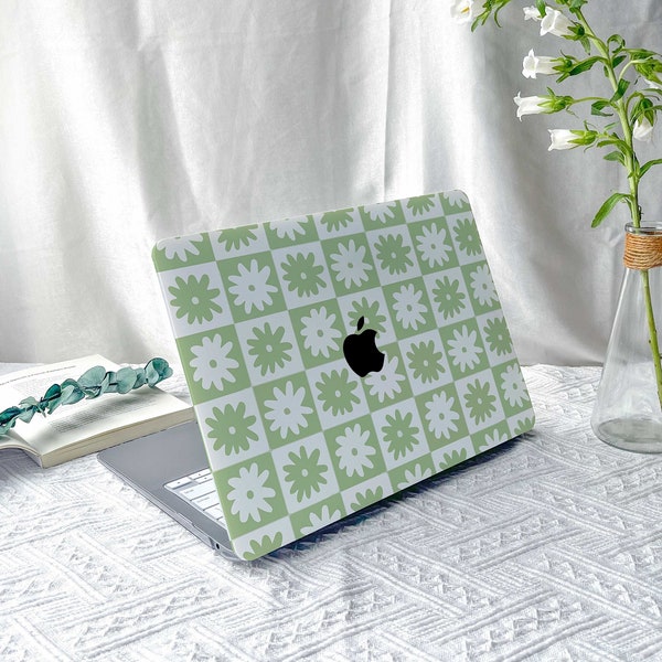 Checkered Floral All New MacBook M2 Air 13 2022 A2681 Pro 13 A2338 Pro 14 15 16 M3 Air 15 A3114 2024 Laptop Case for Air 13 11 Gifts For Her