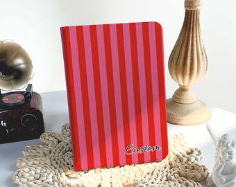 Classic Red Stripe iPad Case For iPad Pro 11"  Air 6 2024 with Pencil Holder, 2022 10th 10.9" 10.5" iPad 12.9'' iPad Mini6 Mini 7 Cases