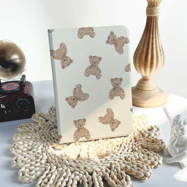 Cute Bear iPad Case For Air 4 5 2022 Case Apple Pencil Holder, iPad 10.2" 9.7" 10.5" 2022 iPad Pro 11" 12.9'' 2021 iPad 10 Mini 5/6 Cases