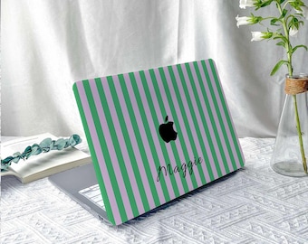 Green Striped MacBook M2 Air 13 2022 A2681 Pro 13 A2338 Pro 14 15 16 M3 Air 15 A3114 2024 Laptop Case for Air 13 11 Friend Gifts For Her