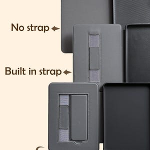 May include: A collection of gray e-reader cases, some with built-in straps and others without. The cases are shown open and closed, with the text "Back Magnetic for Paperwhite & Colorsoft 7"" at the bottom.