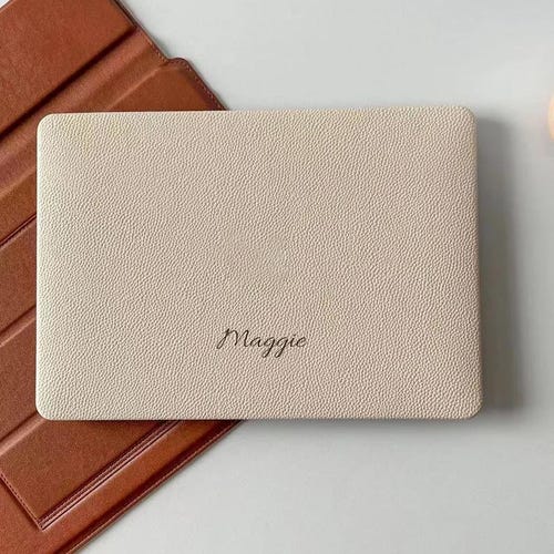 Minimalist Beige Vegan Leather MacBook Case for M4 Air 13 2025 Air