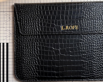 Personalised Vegan Crocodile Leather Laptop Case For MacBook 13" 15", MacBook Sleeve, Laptop Briefcase, Custom Corporate Gifts For Him
