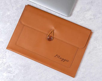 Personalised Laptop Case 13" 15" , Laptop Sleeve Compatible with MacBook Air 13", Briefcase, Corporate Gifts, Pu Leather Laptop Bag Gift Him