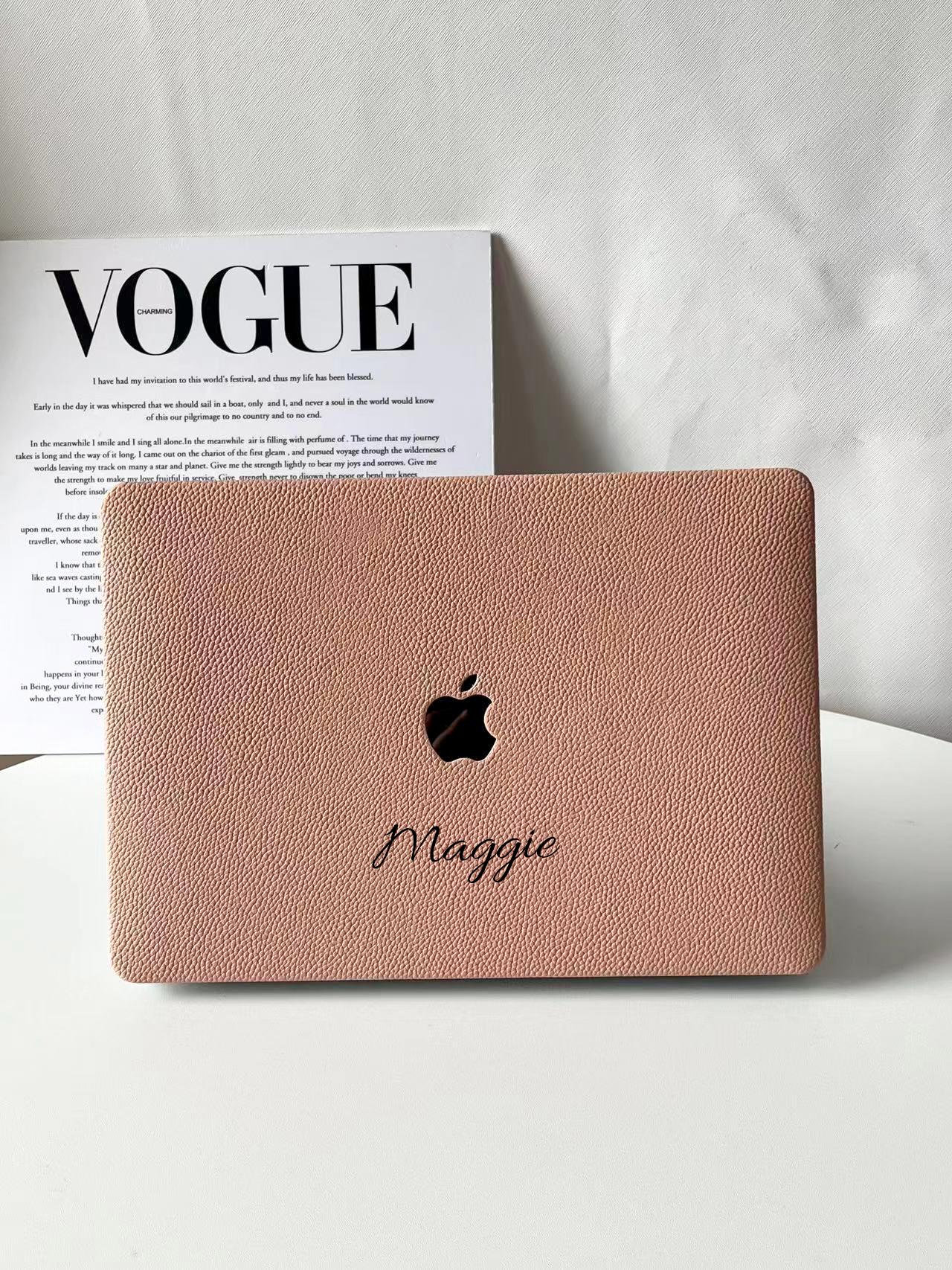 Flesh Pink Vegan Leather MacBook Case For M4 Air 13 A3240 A2681 Pro 13 A2338 Pro 14 15 16 M3 Air 15 A3114 2025 Air 15" Laptop Case For Her