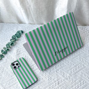 Green Striped MacBook M2 Air 13 2022 A2681 Pro 13 A2338 Pro 14 15 16 M3 Air 15 A3114 2024 Laptop Case for Air 13 11 Friend Gifts For Her