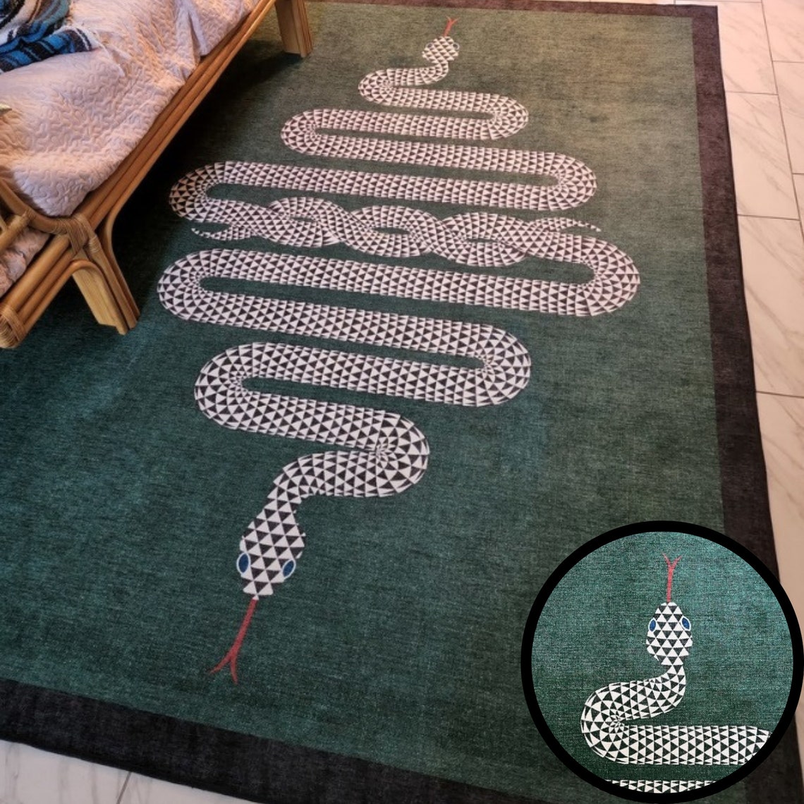 Snake Pattern Washable Rug Perfect Modern Area Rug for Living Etsy