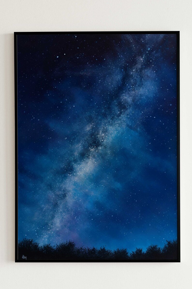 Starry Night Sky: Milky Way Galaxy Oil Painting - Etsy
