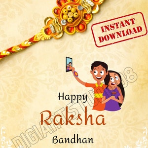 Rakhi Card,Raksha Bandhan Card,Printable Card,Raksha Bandhan,Digital Download,Rakhi,Modern Rakhi Card,Indian Festival