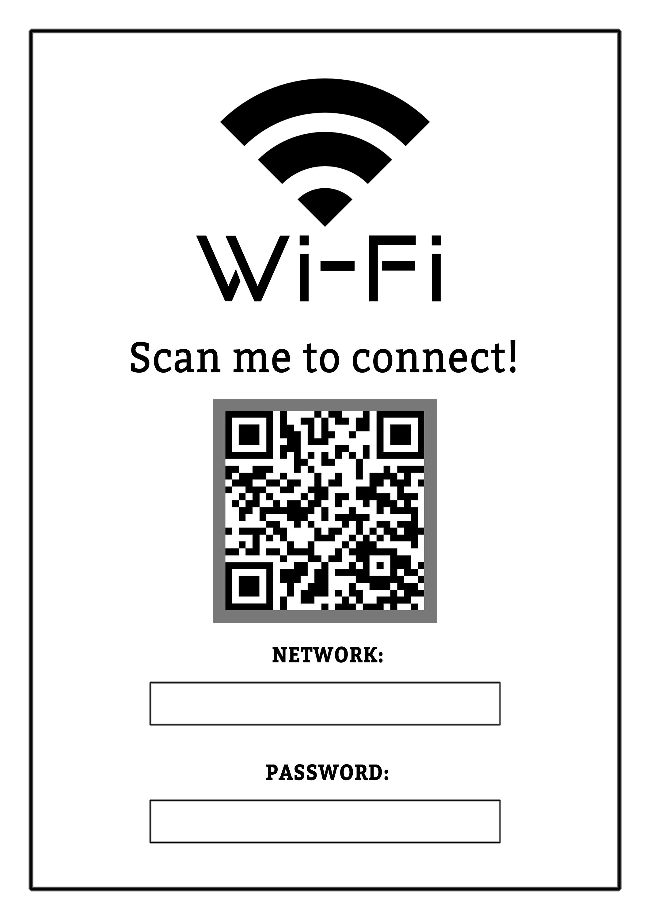 Wifi QR Code Password Sign Printable Editable Template - Etsy